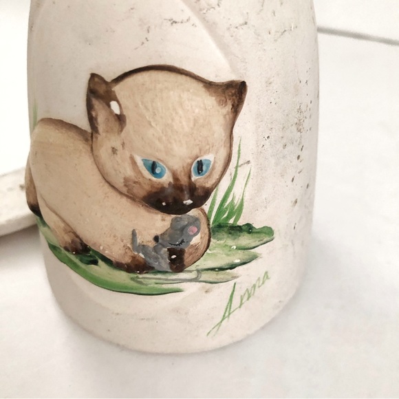 Vintage Sandstone Siamese Kitten Wind Chime by Anna - Picture 2 of 10